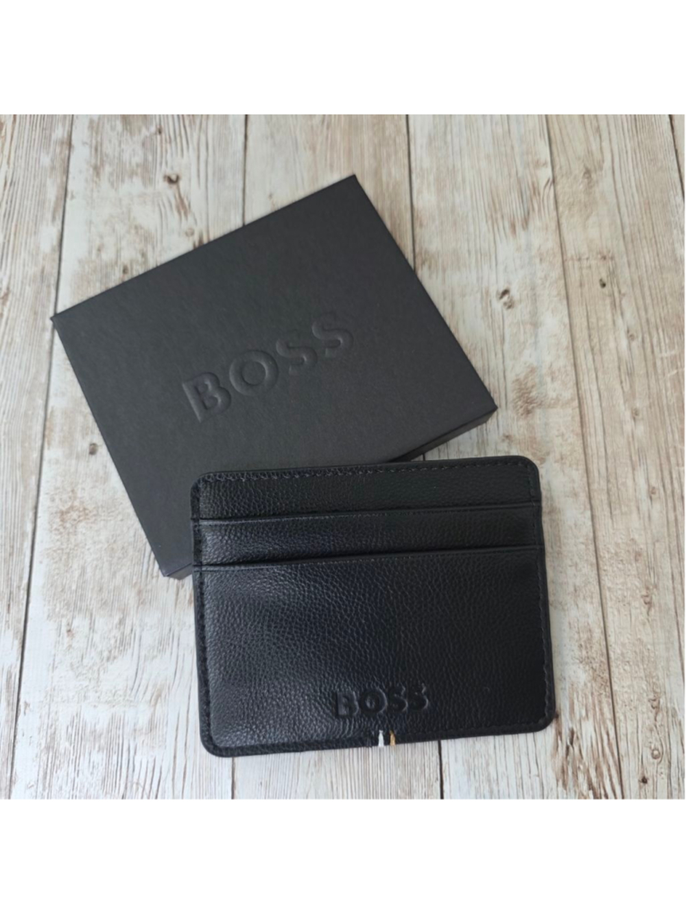 Men's BOSS Black Leather Card Holder NWOT